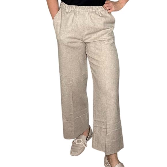 ANTONELLI FIRENZE Cream Tan Pull On Cropped Pants Women's Size 38 US 2 Career - Picture 1 of 10